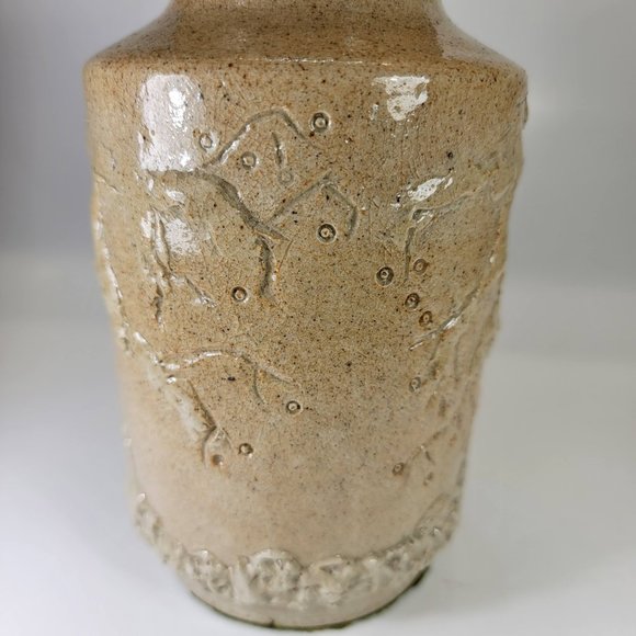 Handmade Vase Stoneware Ceramic Tree Design Tan Sand Color Glazed Japandi 7" - Picture 2 of 7
